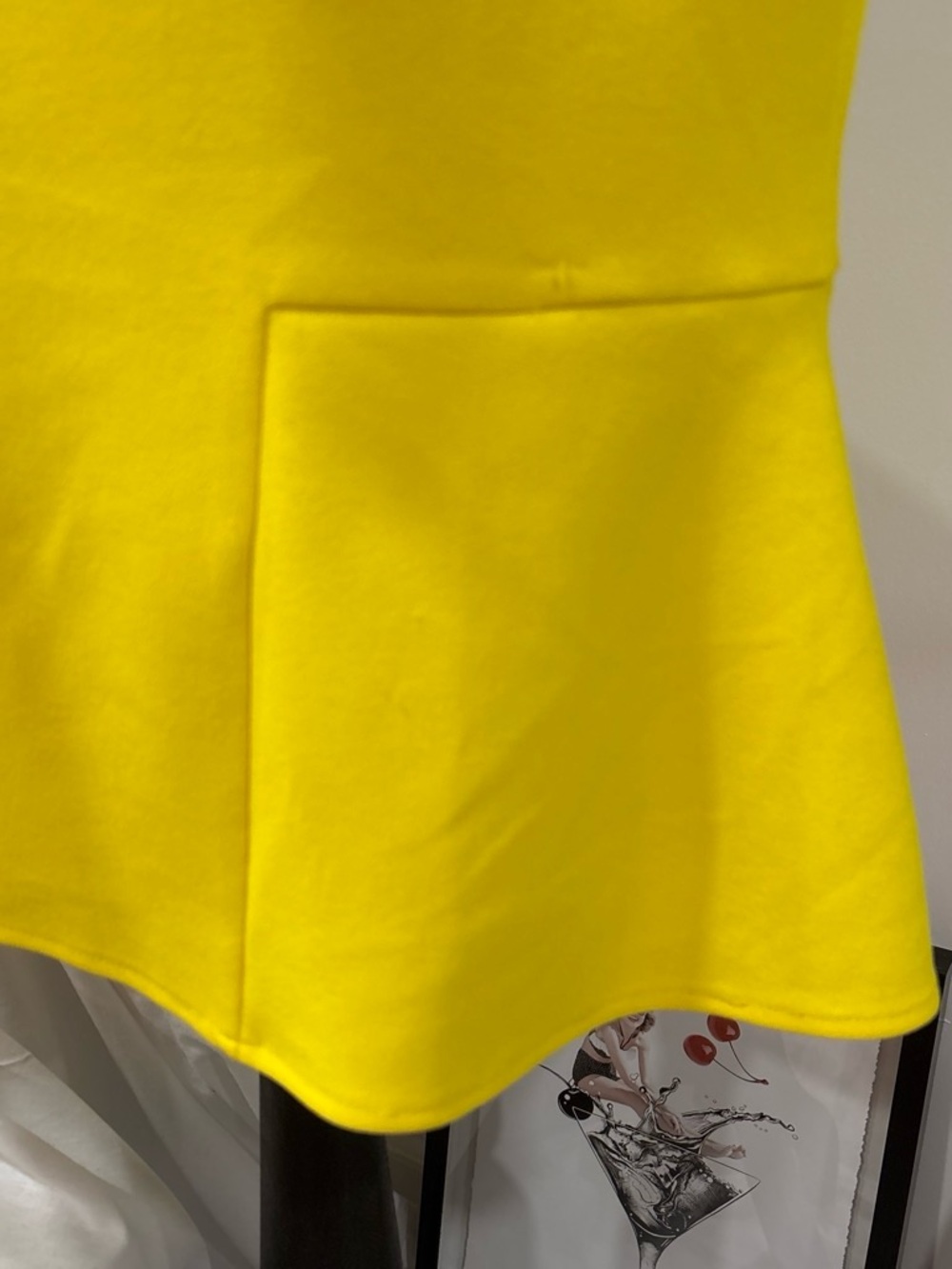 Bright Yellow Pencil Skirt with Tie Waist - Picture 2 of 5